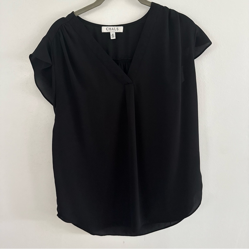 Chaus Women's Black V-Neck Top